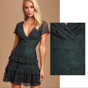 Elegant Evening Forest Green Lace Dress BNWOT